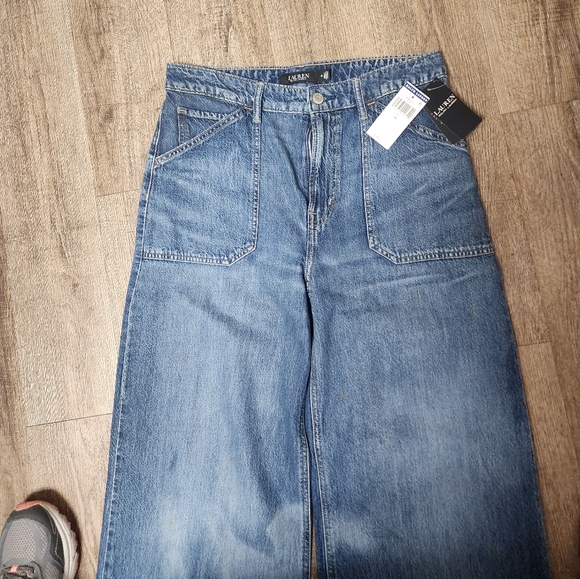 NWT Lauren Ralph Lauren Bleached Wide Leg Jeans Women’s Size 10 - Picture 5 of 16